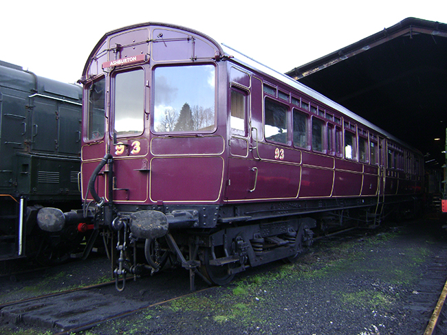 Steam Rail Motor No93 on shed at Bfl