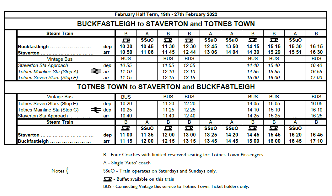 Half Term Timetable