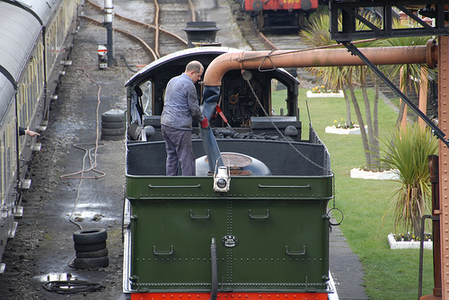 3803 takes water at Buckfastleigh