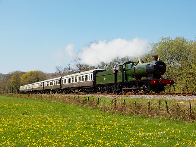 3205 with an UP train