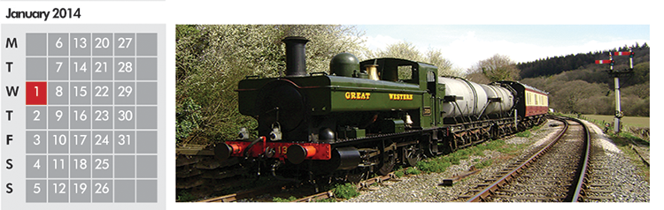 Click on coloured date for Train Timetable