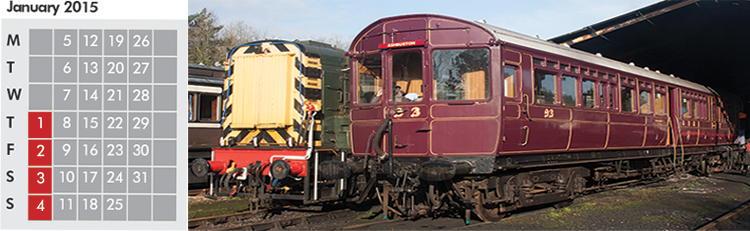 Click on coloured date for Train Timetable