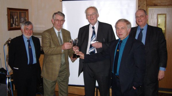 Peter Dunning being awarded the cup